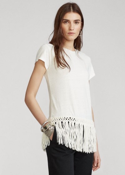 Polo Ralph Lauren Fringe-Hem T Shirt Dame Danmark (LECHU5129)